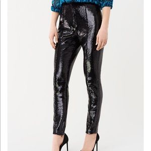 DVF Black Sequined Skinny Pants